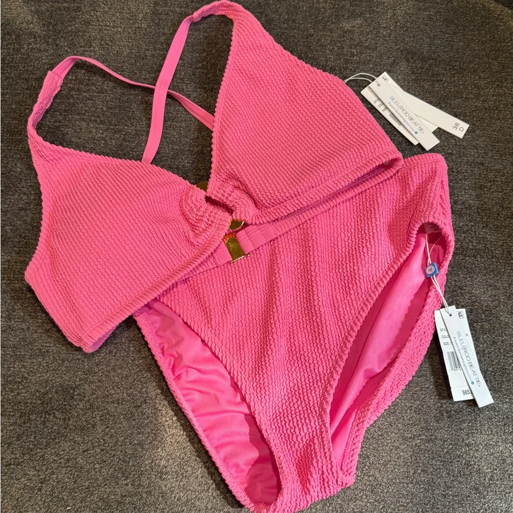 NWT* Pucker Up Two Piece Swim women size 12 Bottom 38 D Top